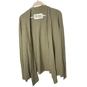 Cariloha Womens Open Front Bamboo Cardigan Size L‎ Green Organic Cotton Boho
